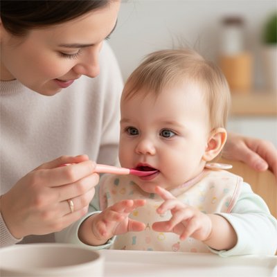cuillère bébé rose diversification alimentaire