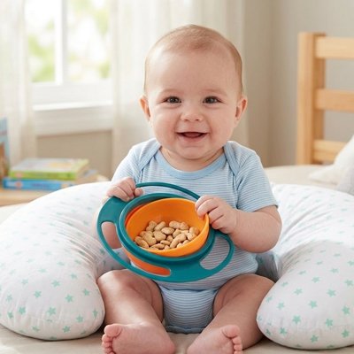 bébé souriant assis vaisselle pour bébé bol bébé